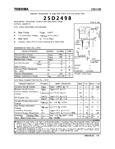 Rolsen 2SD2498  . Rare and Ancient Equipment Rolsen TV   2SD2498.pdf