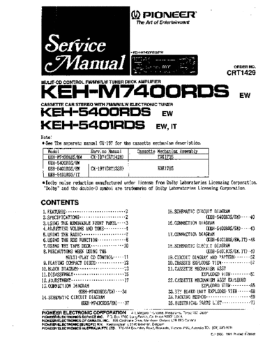Pioneer hfe   keh-5400rds 5401rds m7400rds service  Pioneer Car Audio KEH-M7400RDS hfe_pioneer_keh-5400rds_5401rds_m7400rds_service.pdf