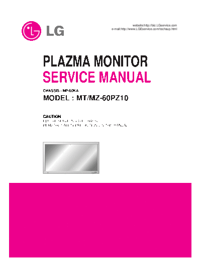 LG MZ-60PZ10 Plasma TV Service Manual  LG Plasma LG MZ-60PZ10 Plasma TV Service Manual.zip