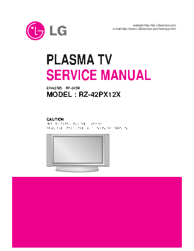LG RZ-42PX12X Plasma TV Service Manual  LG Plasma LG RZ-42PX12X Plasma TV Service Manual.zip
