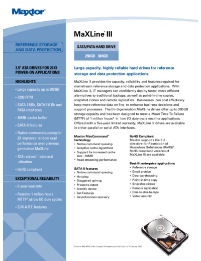 maxtor MaXLine III Data Sheet  maxtor MaXLine III Data Sheet.PDF