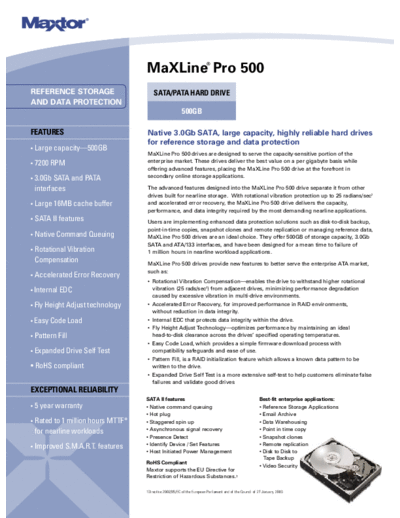maxtor MaXLine Pro 500 Data Sheet  maxtor MaXLine Pro 500 Data Sheet.PDF