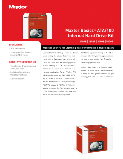 maxtor Basics ATA100 Hard Drive Kit  maxtor Maxtor Basics ATA100 Hard Drive Kit.PDF
