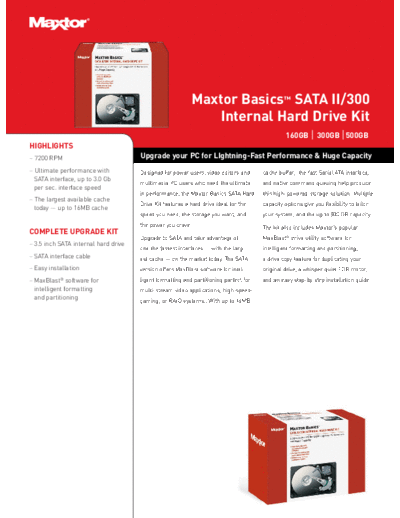 maxtor Basics SATA II 300 Hard Drive Kit  maxtor Maxtor Basics SATA II 300 Hard Drive Kit.PDF