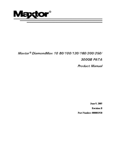 maxtor DiamondMax 10 II  maxtor Maxtor DiamondMax 10 II.PDF
