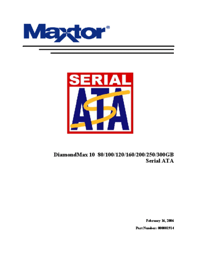 maxtor DiamondMax 10 80-300 GB SATA  maxtor Maxtor DiamondMax 10 80-300 GB SATA.PDF