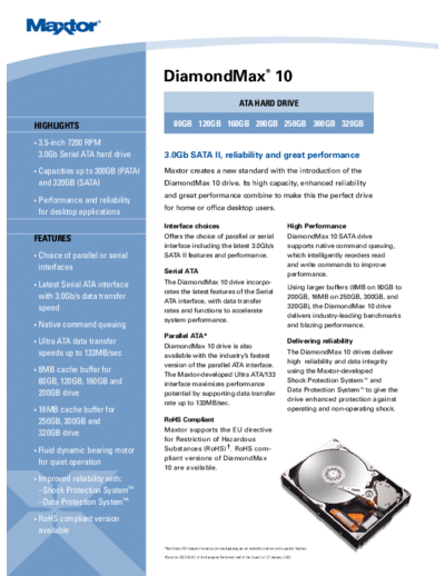 maxtor DiamondMax 10  maxtor Maxtor DiamondMax 10.PDF