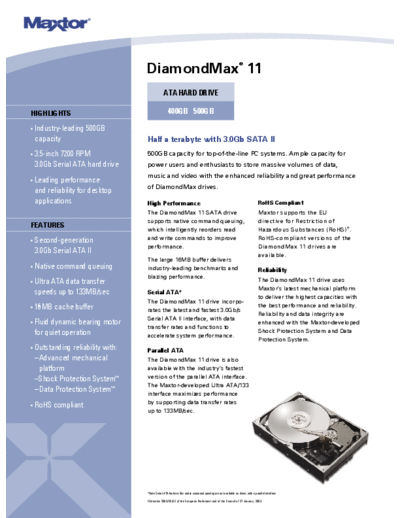 maxtor DiamondMax 11  maxtor Maxtor DiamondMax 11.PDF