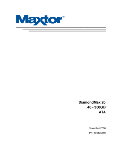 maxtor DiamondMax 20 40-300 GB ATA  maxtor Maxtor DiamondMax 20 40-300 GB ATA.PDF