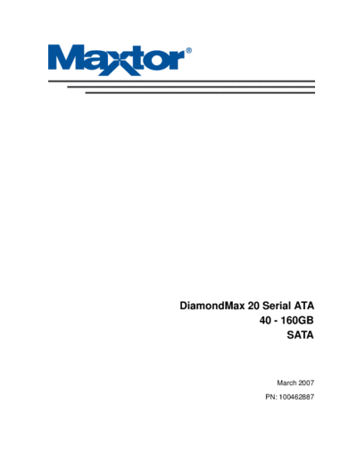 maxtor DiamondMax 20 SATA  maxtor Maxtor DiamondMax 20 SATA.PDF