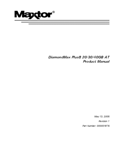 maxtor DiamondMax Plus 8 20-40 GB ATA  maxtor Maxtor DiamondMax Plus 8 20-40 GB ATA.PDF