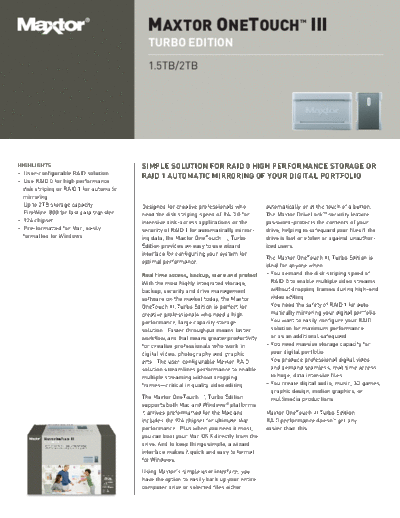 maxtor One Touch III Turbo Edition  maxtor Maxtor One Touch III Turbo Edition.PDF
