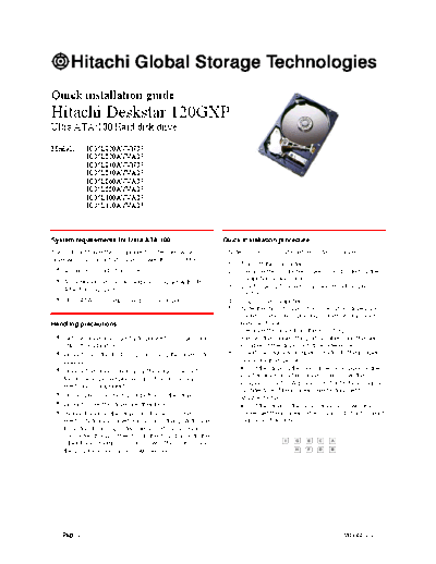 Hitachi Deskstar 120GXP Quick Installation Guide v1.1  Hitachi disk Hitachi Deskstar 120GXP Quick Installation Guide v1.1.pdf