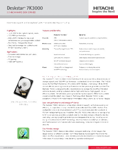 Hitachi Deskstar 7k3000  Hitachi disk Hitachi Deskstar 7k3000.pdf