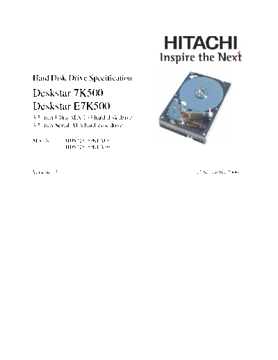 Hitachi Deskstar E7K500  Hitachi disk Hitachi Deskstar E7K500.pdf