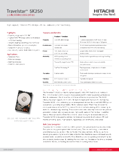 Hitachi Travelstar 5K250  Hitachi disk Hitachi Travelstar 5K250.PDF