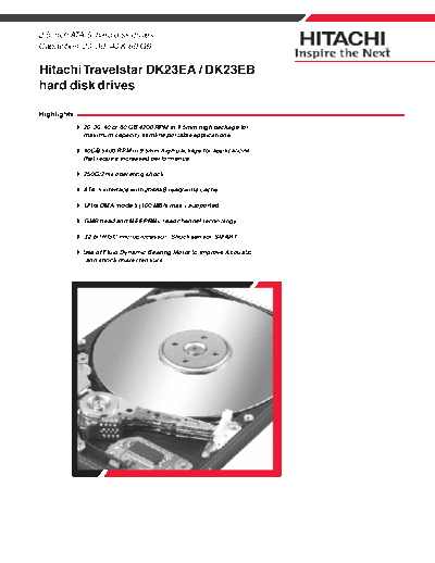 Hitachi Travelstar DK23EA and DK23EB  Hitachi disk Hitachi Travelstar DK23EA and DK23EB.PDF