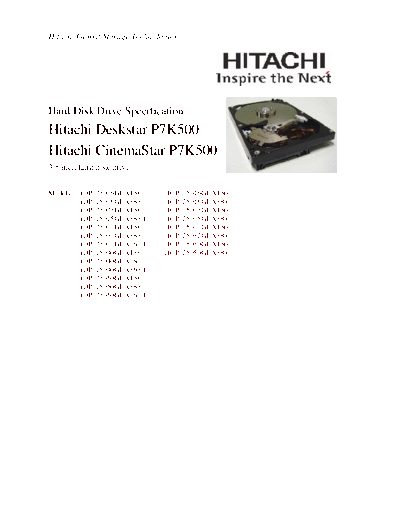 Hitachi P7K500 OEM Specification Manual  Hitachi disk P7K500 OEM Specification Manual.pdf