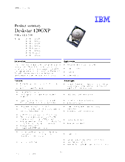 IBM Deskstar 120GXP Product Summary v5.0 - English  IBM HDD IBM Deskstar 120GXP Product Summary v5.0 - English.pdf