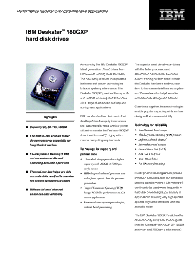 IBM Deskstar 180 GXP  IBM HDD IBM Deskstar 180 GXP.PDF
