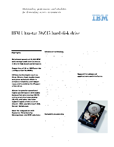 IBM Ultrastar 36Z15  IBM HDD IBM Ultrastar 36Z15.PDF