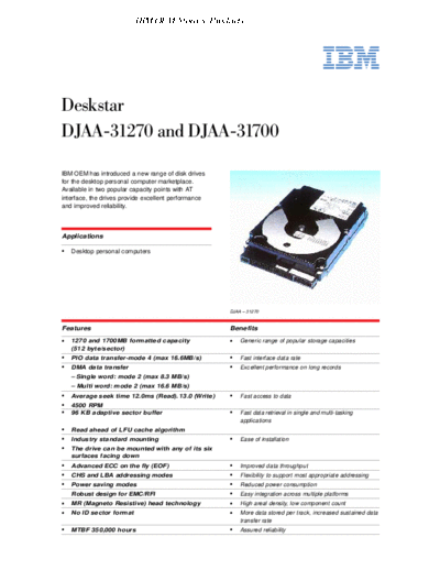 IBM Deskstar (DJAA) Product Summary  IBM Deskstar (DJAA) Product Summary.pdf