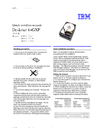 IBM Deskstar 14GXP Quick Installation Guide v3.0  IBM Deskstar 14GXP Quick Installation Guide v3.0.pdf