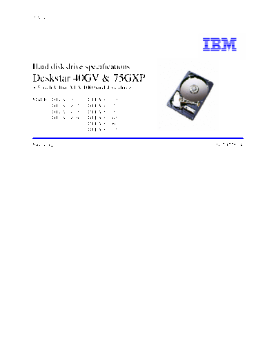 IBM Deskstar 40GV & 75GXP OEM Specification v2.0  IBM Deskstar 40GV & 75GXP OEM Specification v2.0.pdf
