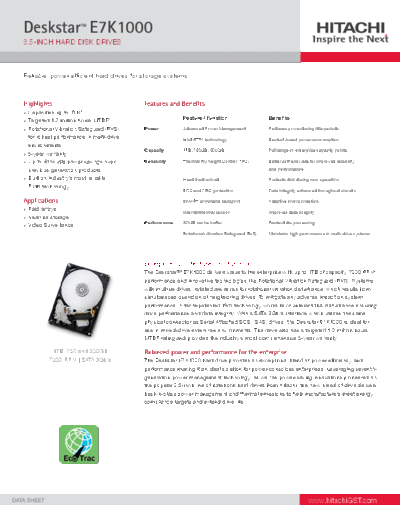 IBM Deskstar E7K1000 Datasheet  IBM Deskstar E7K1000 Datasheet.pdf