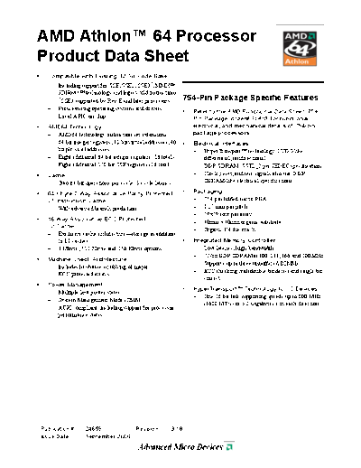 AMD Athlon Processor Product Data Sheet  AMD AMD Athlon Processor Product Data Sheet.pdf
