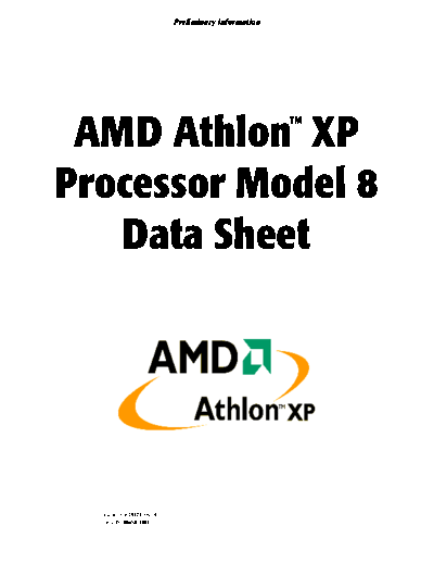 AMD Athlon XP Processor Model 8 Data Sheet  AMD AMD Athlon XP Processor Model 8 Data Sheet.pdf