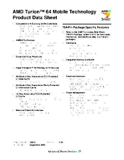 AMD Turion 64 Mobile Technology Product Data Sheet  AMD AMD Turion 64 Mobile Technology Product Data Sheet.pdf
