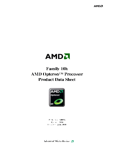 AMD Family 10h   Opteron Processor Product Data Sheet  AMD Family 10h AMD Opteron Processor Product Data Sheet.pdf