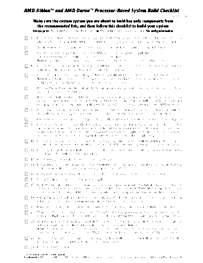 AMD One Page   Athlon and   Duron Processor-Based System Build Checklist  AMD One Page AMD Athlon and AMD Duron Processor-Based System Build Checklist.pdf