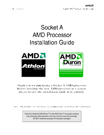 AMD Socket A   Processor and Heatsink Installation Guide  AMD Socket A AMD Processor and Heatsink Installation Guide.pdf