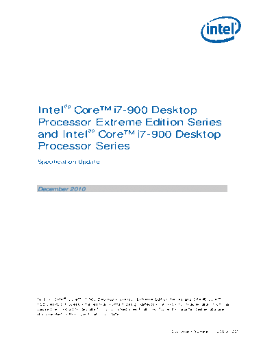 Intel  Core i7 Processor Extreme Edition Series and   Core i7 Processor Specification Update  Intel Intel Core i7 Processor Extreme Edition Series and Intel Core i7 Processor Specification Update.pdf