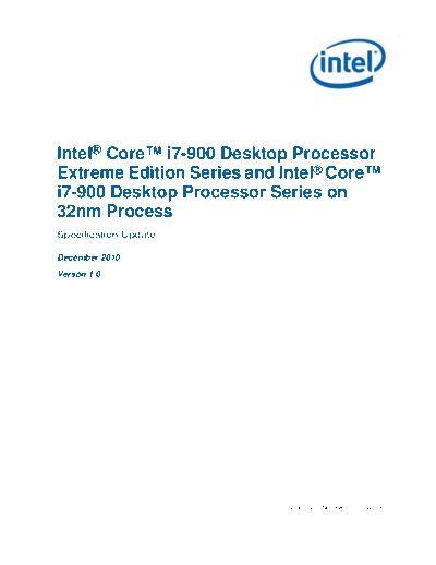 Intel  Core i7-900 Desktop Processor Extreme Edition Series on 32-nm Process Specification Update  Intel Intel Core i7-900 Desktop Processor Extreme Edition Series on 32-nm Process Specification Update.pdf