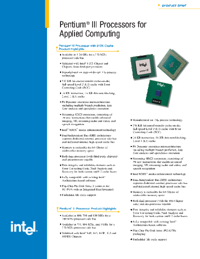 Intel  Pentium III Processors for Embedded Computing Product Brief  Intel Intel Pentium III Processors for Embedded Computing Product Brief.pdf