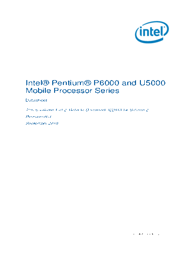 Intel  Pentium P6000 and U5000 Mobile Processor Series Datasheet  Intel Intel Pentium P6000 and U5000 Mobile Processor Series Datasheet.pdf