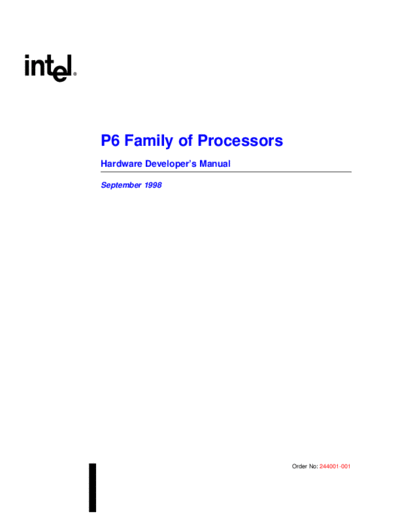 Intel P6 Family of Processors Hardware Developer