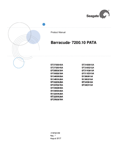 seagate Barracuda 7200.10 PATA II  seagate Seagate Barracuda 7200.10 PATA II.PDF