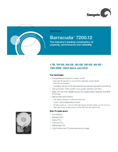 seagate Barracuda 7200.12 II  seagate Seagate Barracuda 7200.12 II.PDF