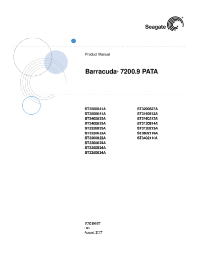 seagate Barracuda 7200.9 PATA II  seagate Seagate Barracuda 7200.9 PATA II.PDF