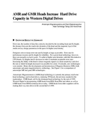 Western Digital AMR and GMR Heads Increase Hard Drive Capacity in   Drives  Western Digital AMR and GMR Heads Increase Hard Drive Capacity in Western Digital Drives.pdf