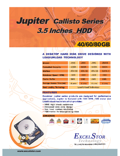 ExcelStor Jupiter Callisto J840, J880  . Rare and Ancient Equipment ExcelStor Jupiter Callisto J840, J880.pdf
