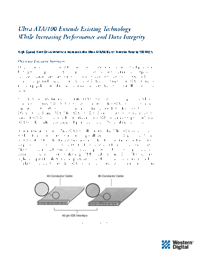 Western Digital Ultra ATA 100 Extends Existing Technology While Increasing Performance and Data Integrity  Western Digital Ultra ATA 100 Extends Existing Technology While Increasing Performance and Data Integrity.pdf