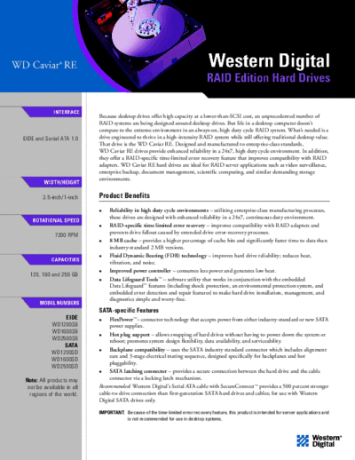 Western Digital WD Caviar RE  Western Digital WD Caviar RE.PDF