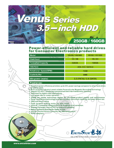 ExcelStor Venus Series V9250, V9250S  . Rare and Ancient Equipment ExcelStor Venus Series V9250, V9250S.pdf